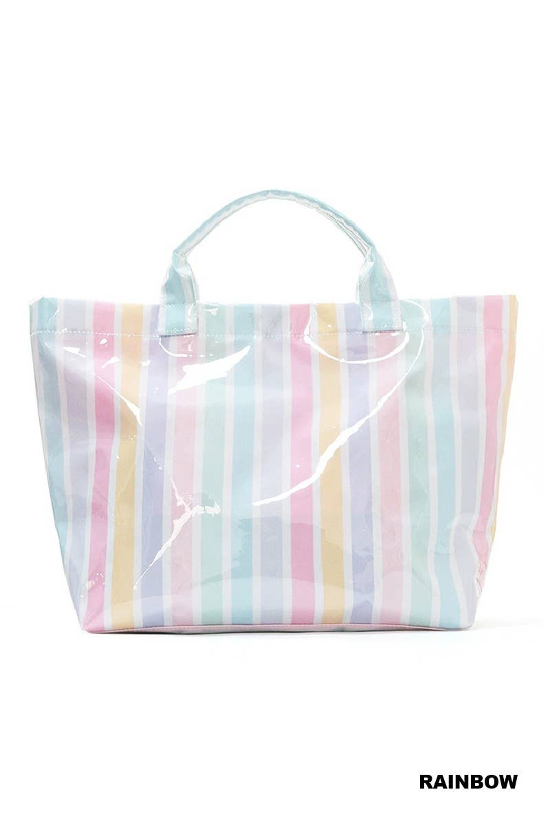 Large Capacity Striped PVC Tote Bag