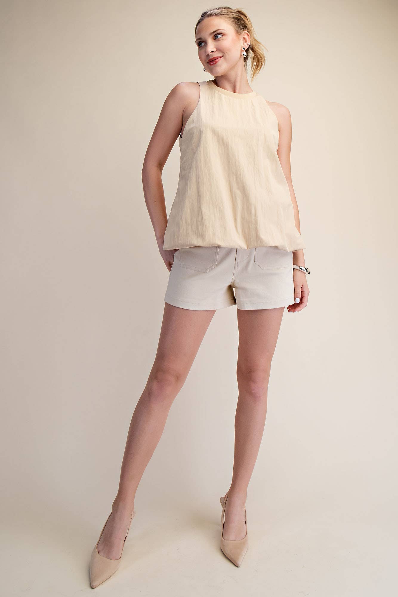Sleeveless Crew-Neck Top