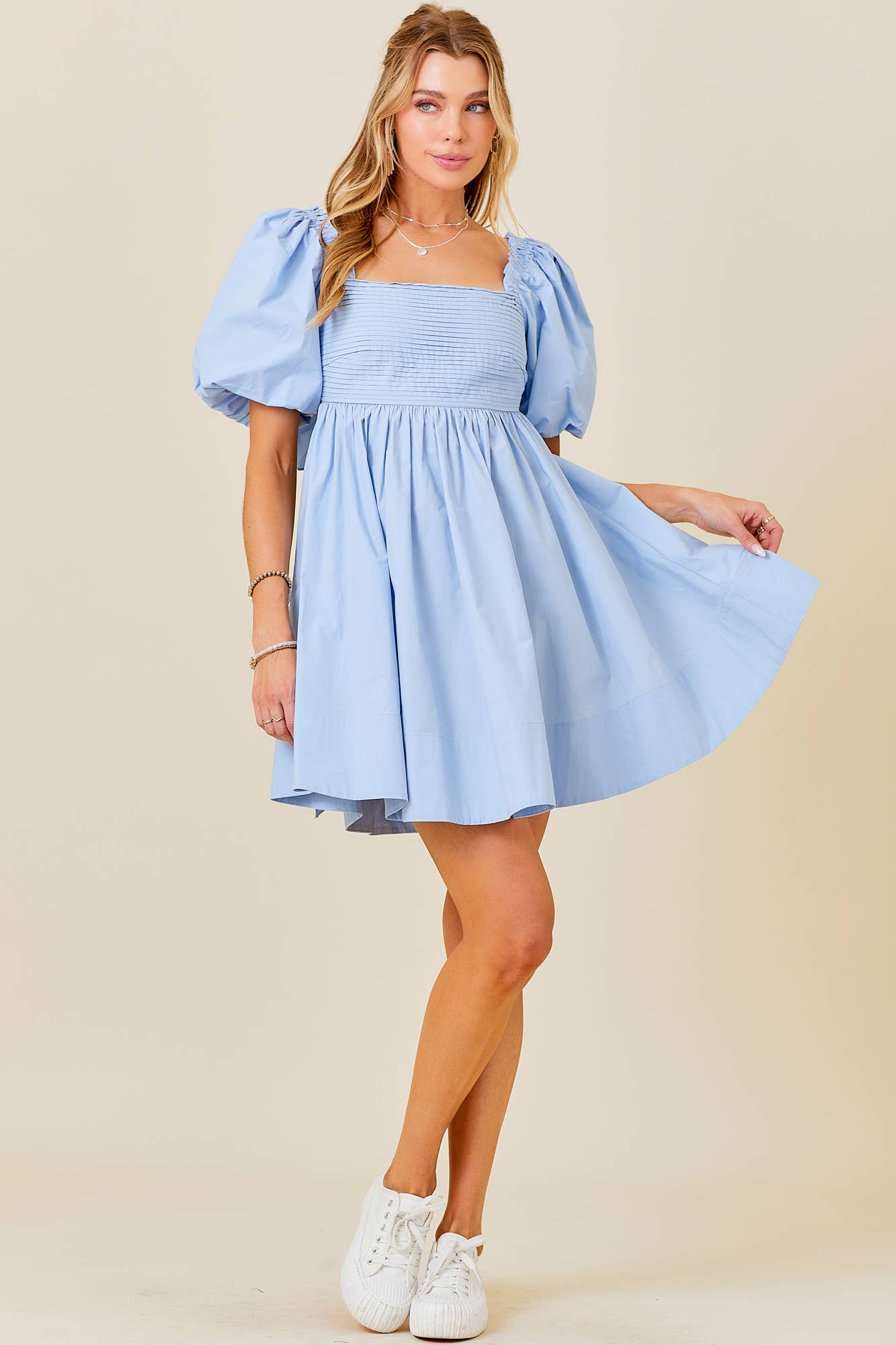 Ruffle Square A-line Cotton Midi Dresses