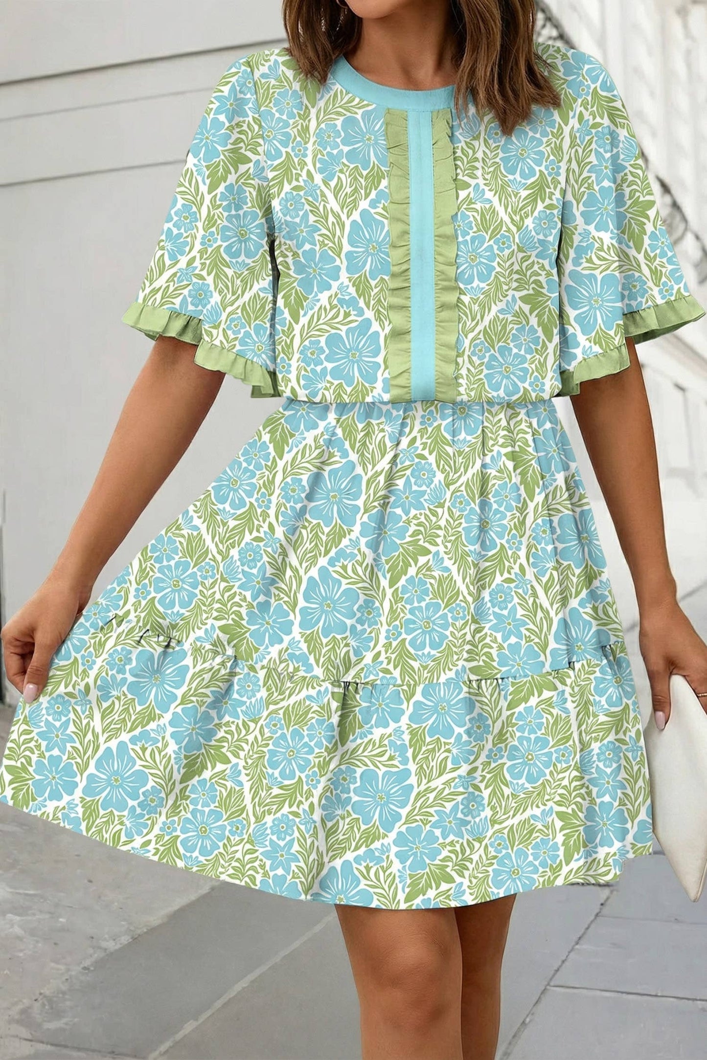 Floral Print Frill Trim Blouse & Series