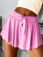 Drawstring High Waist Lined Tennis Skorts