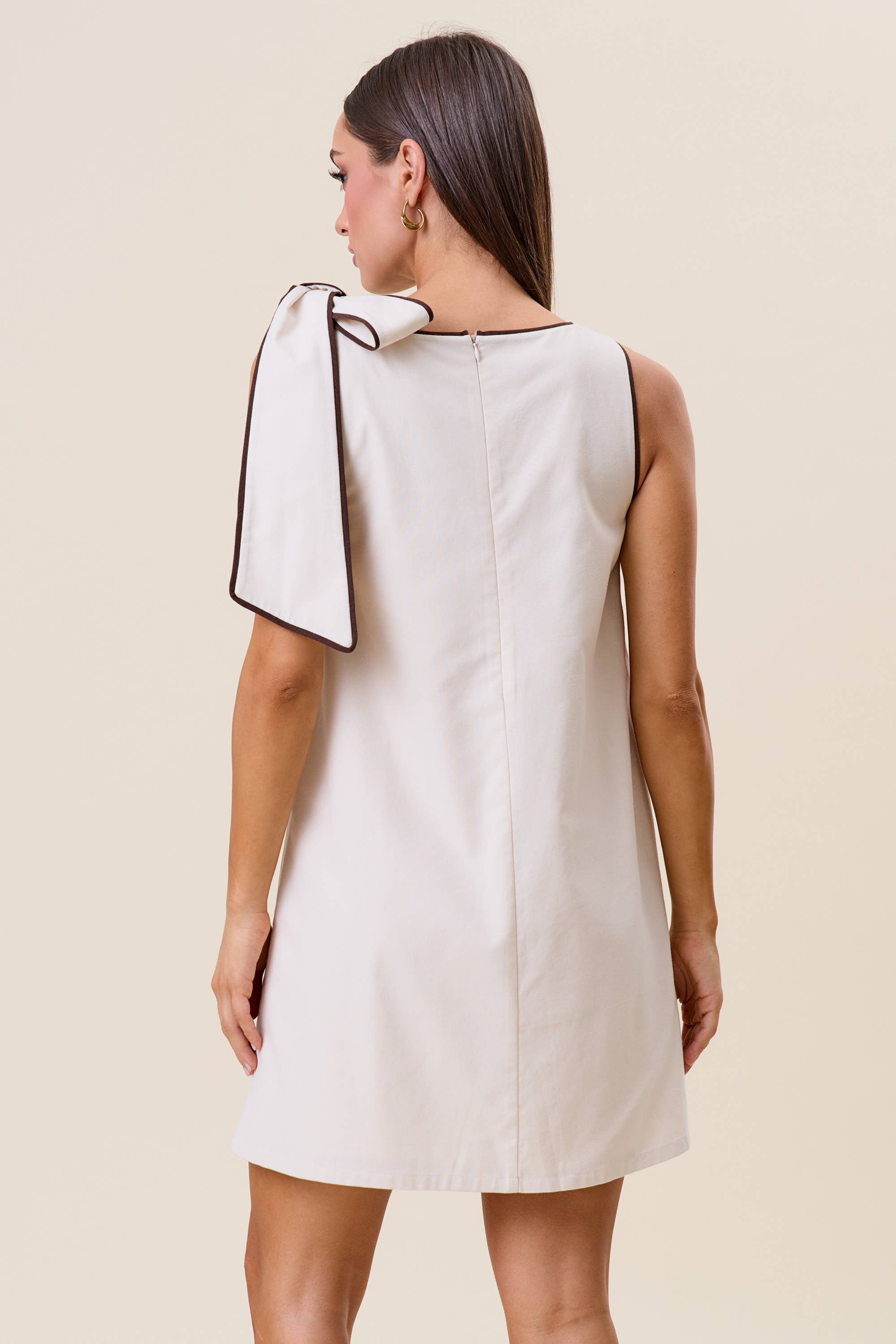 AD3033 Tie shoulder sleeveless mini shift dress