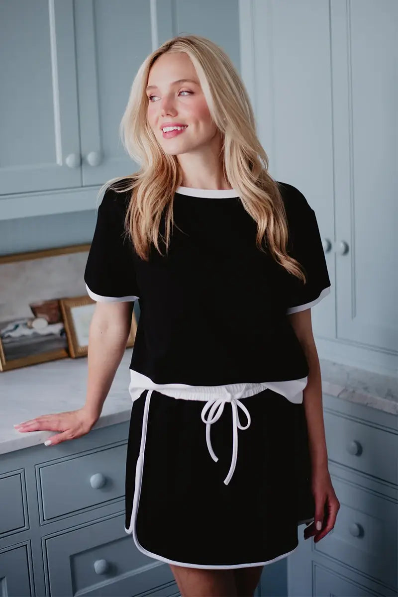 Black and White Matching Skirt and Top Set