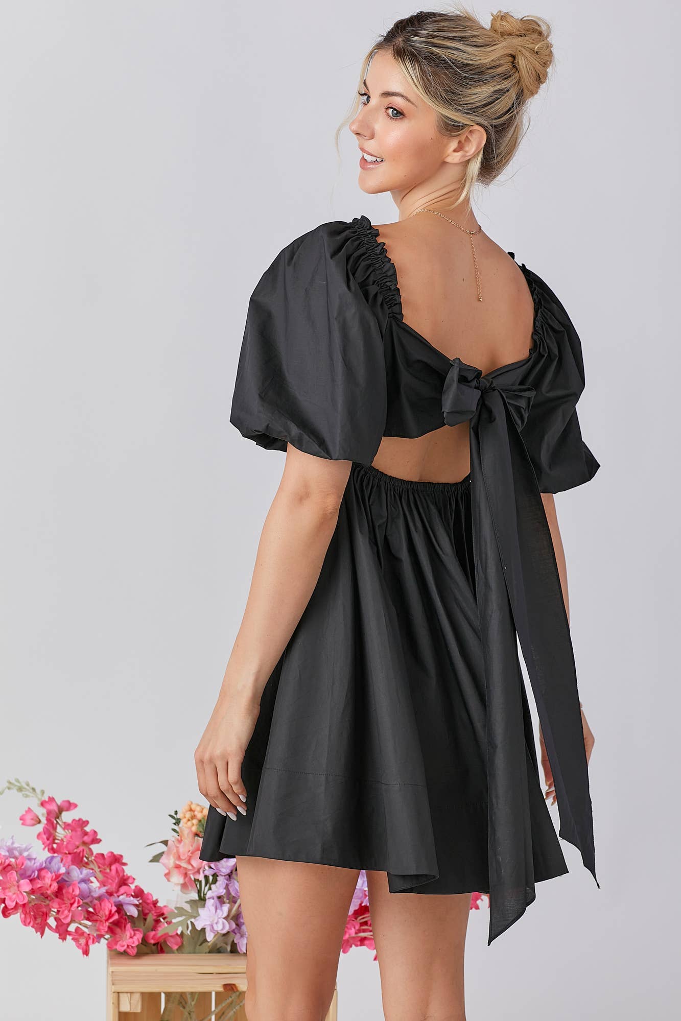Ruffle Square A-line Cotton Midi Dresses