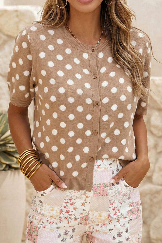 Polka Dot Short Sleeve Sweater