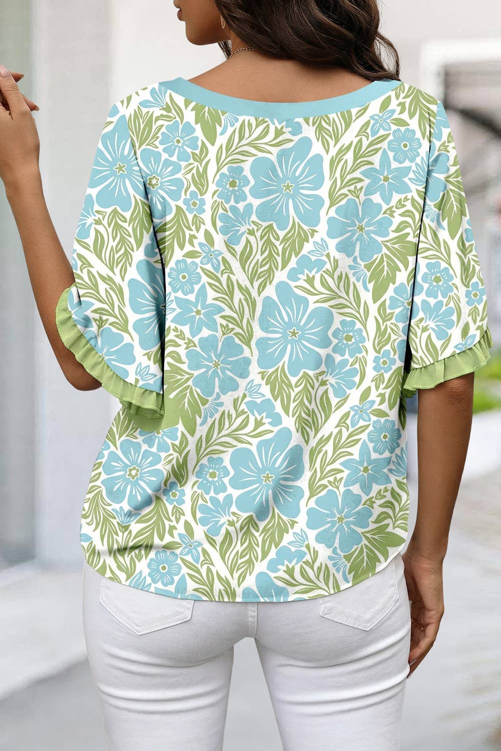 Floral Print Frill Trim Blouse & Series
