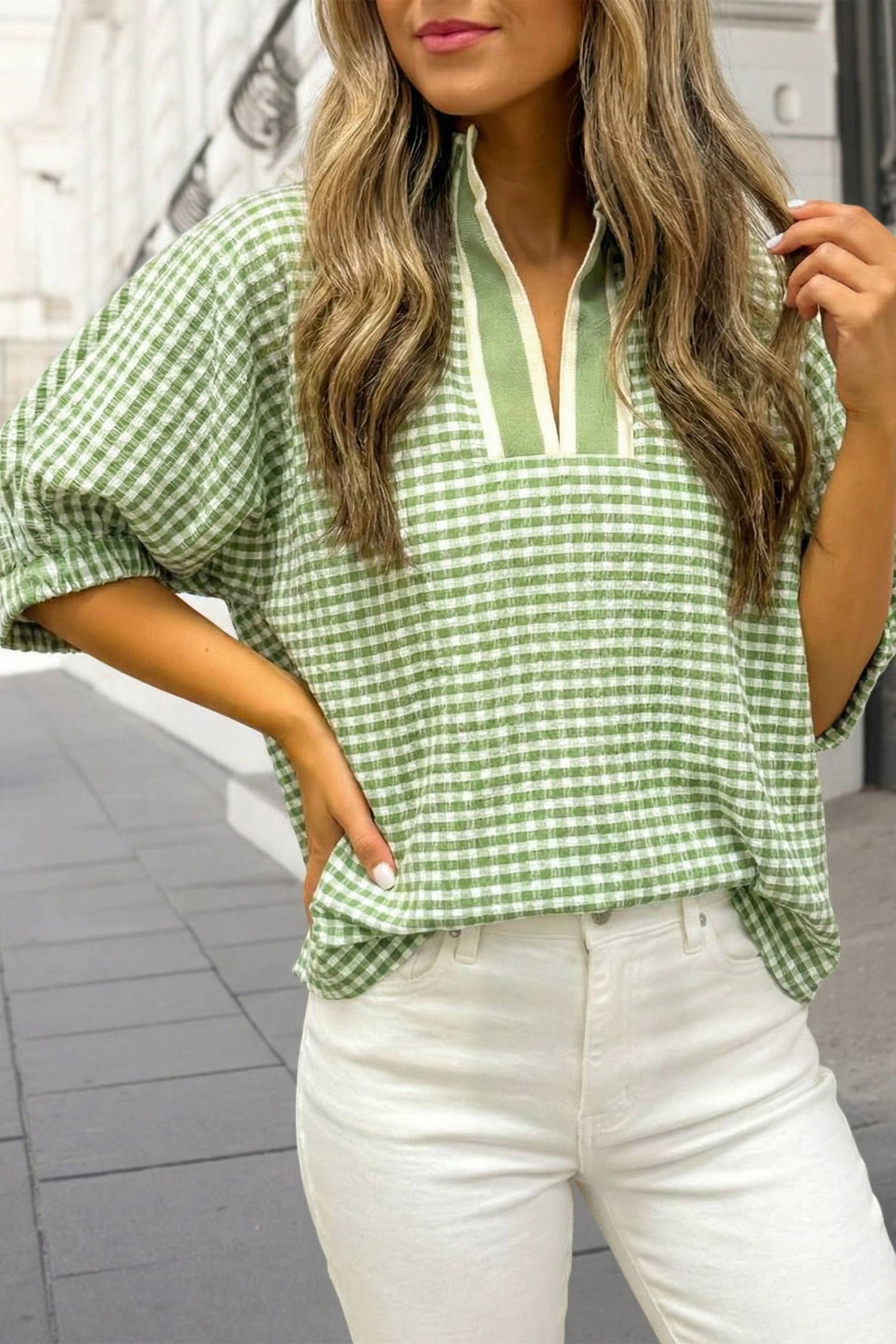 Hayley's Plaid Short Sleeve Blouse