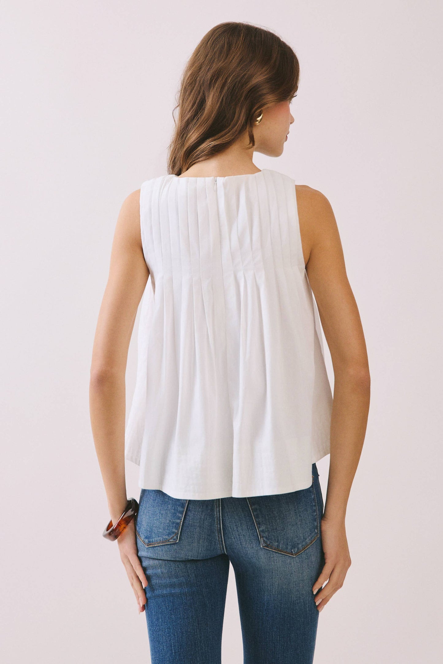 Pleated Detail High Low Sleeveless Top