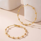 Classic Gold Ball Beaded Station Hoop Earrings | 80E61576