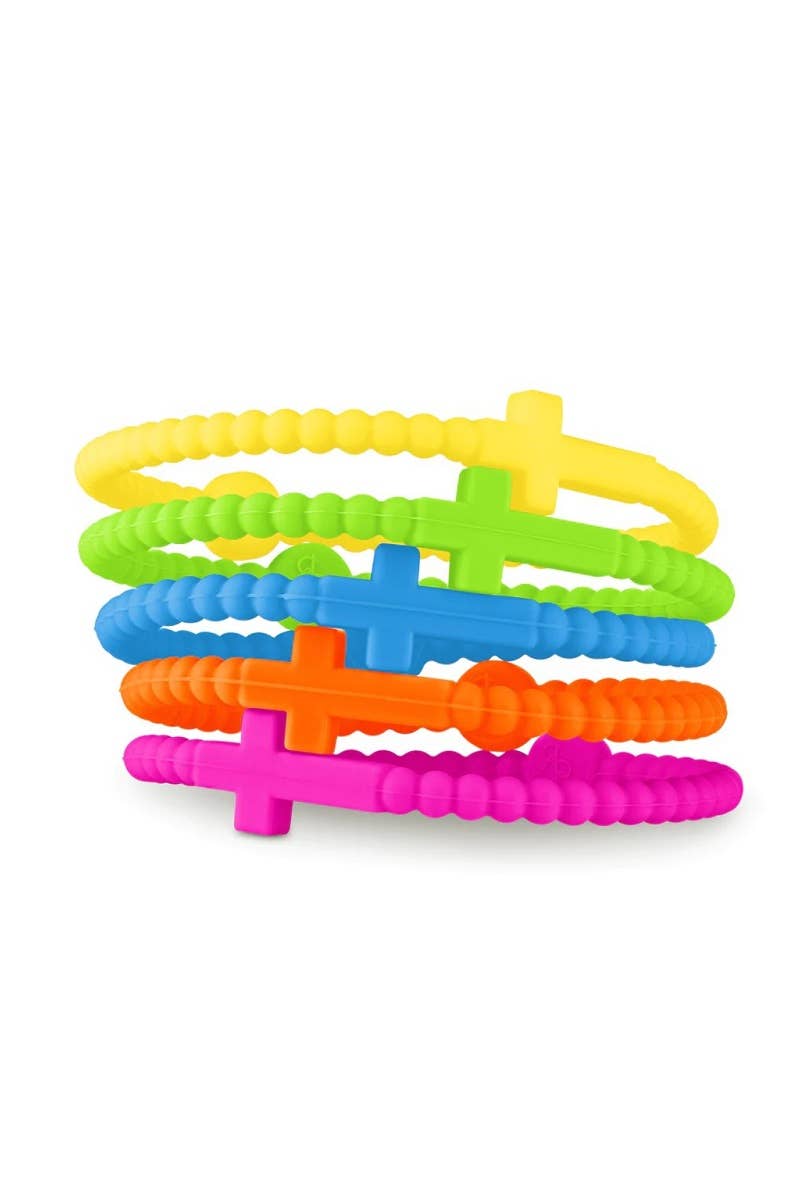 5pcs Jesus Cross Silicone Bracelet Pack Of 8 Sets