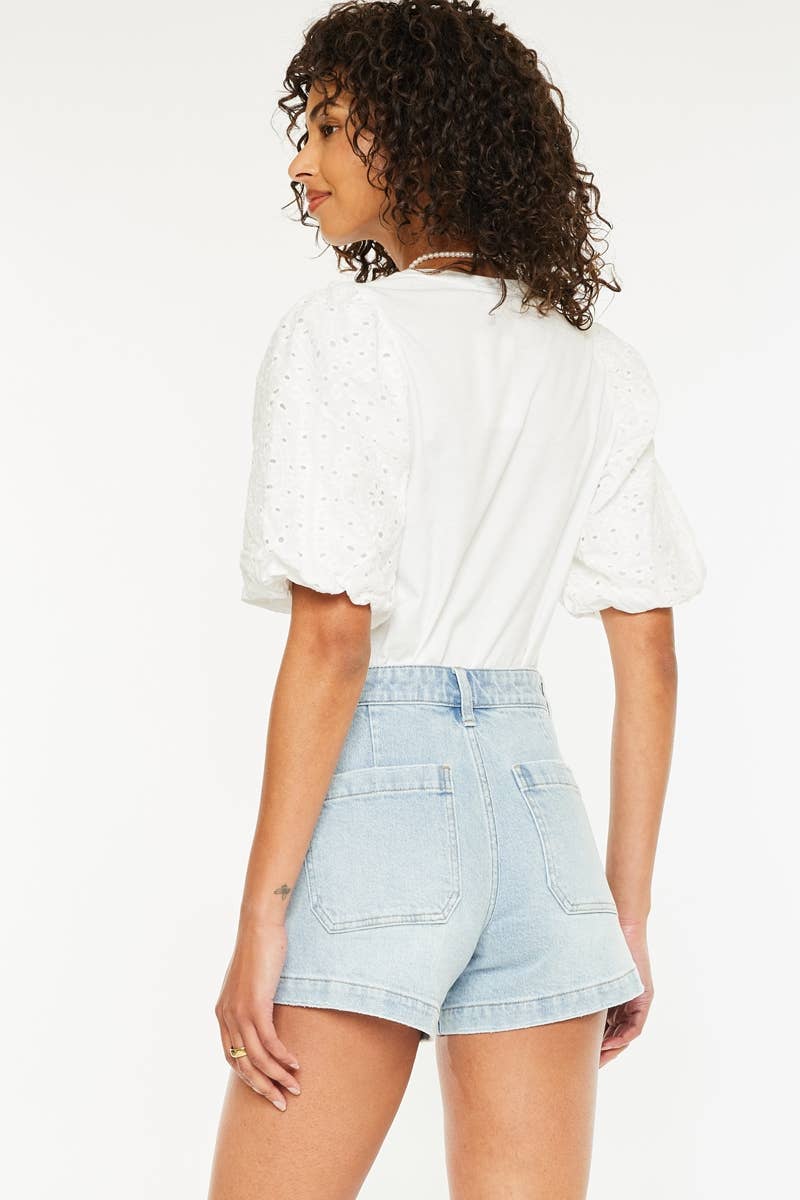 OPEN PACK  HIGH RISE A-LINE TROUSER DENIM SHORTS-KC78035L