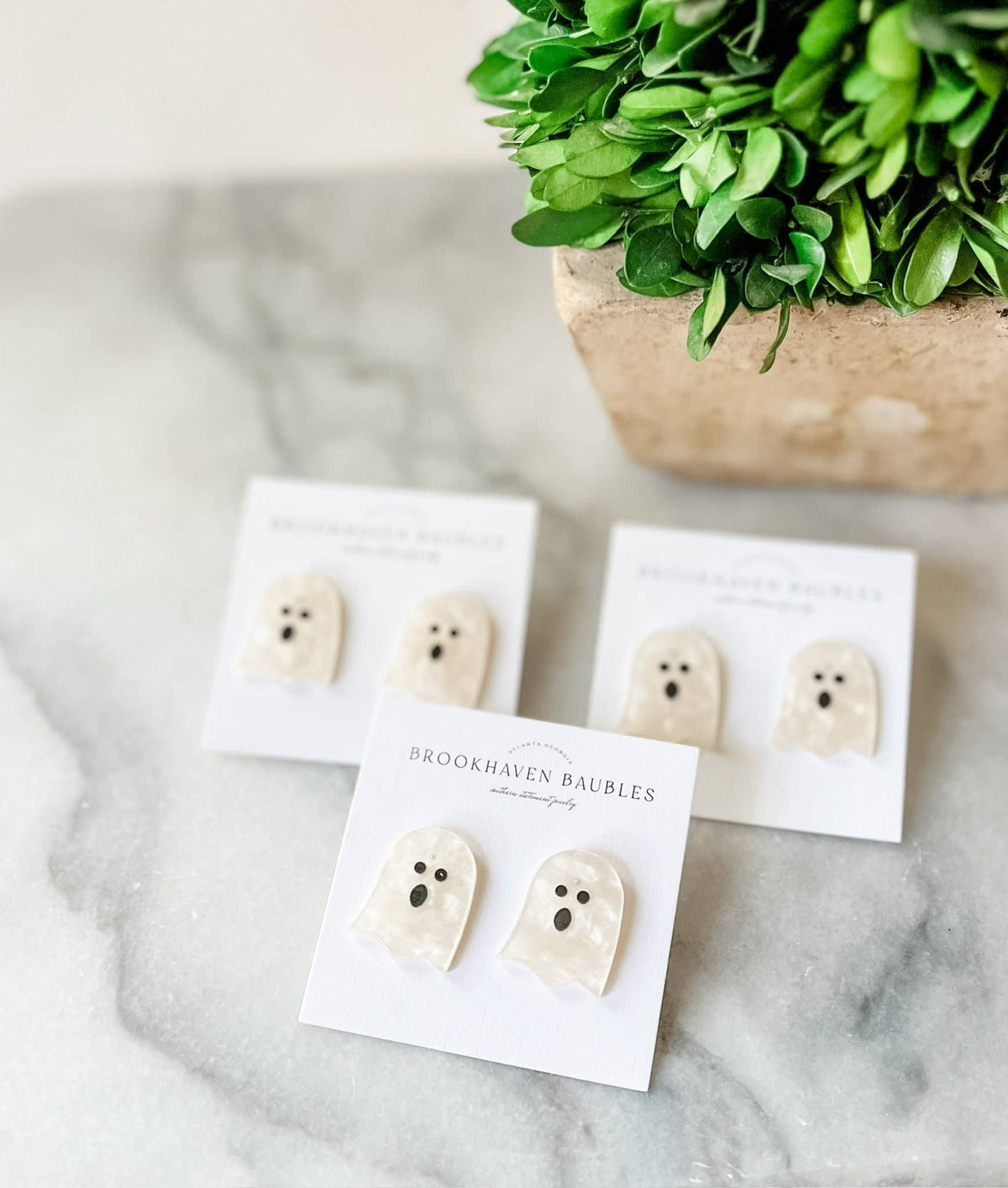 Halloween Acrylic Ghost Beaded Statement Earrings