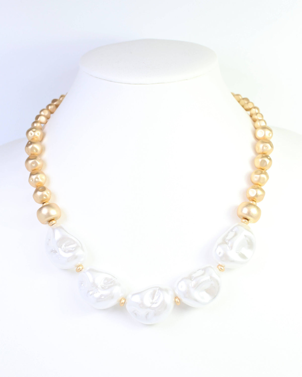 Alanbrooke Pearl Beaded Necklace Worn Gold