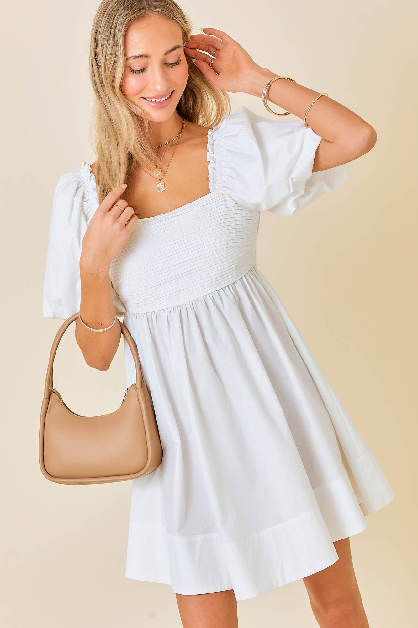 Ruffle Square A-line Cotton Midi Dresses