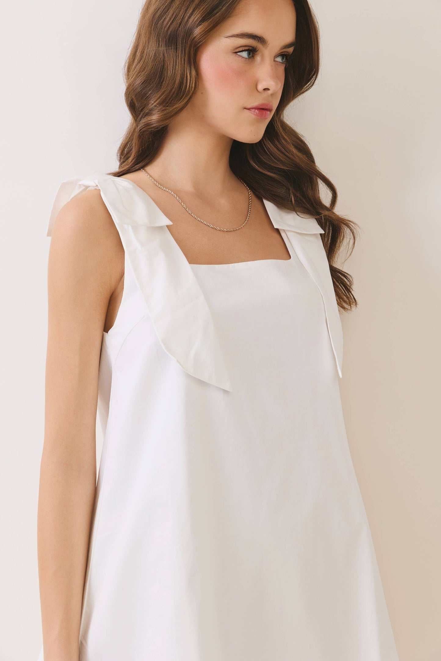 Statement Bow Shoulder Straps Mini Dress
