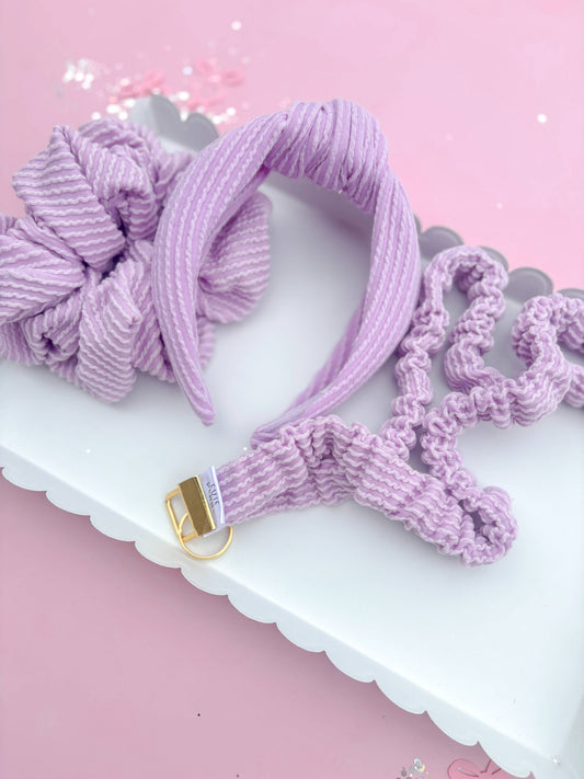 Lilac Ribbed Teacher Gift Set- Lanyard| Knotted Headband