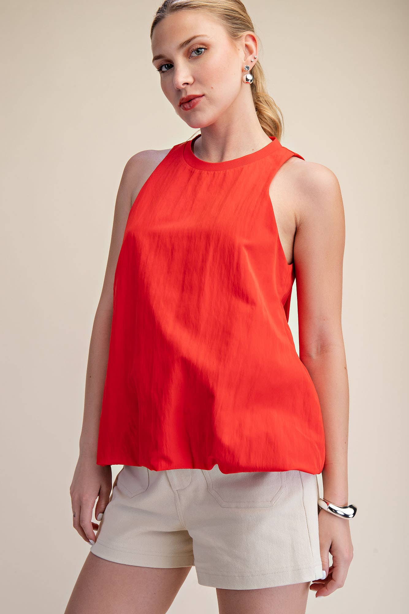 Sleeveless Crew-Neck Top