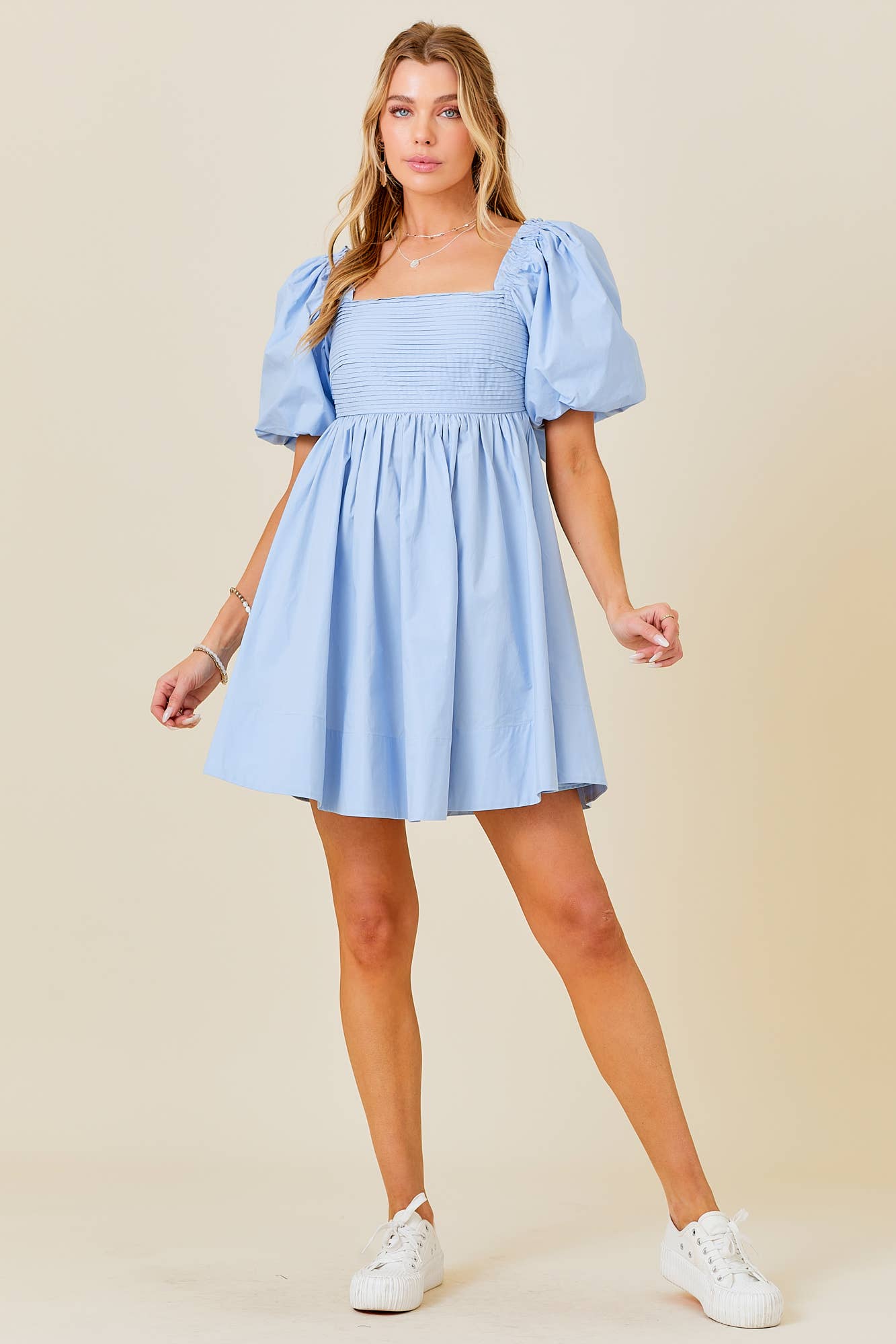 Ruffle Square A-line Cotton Midi Dresses