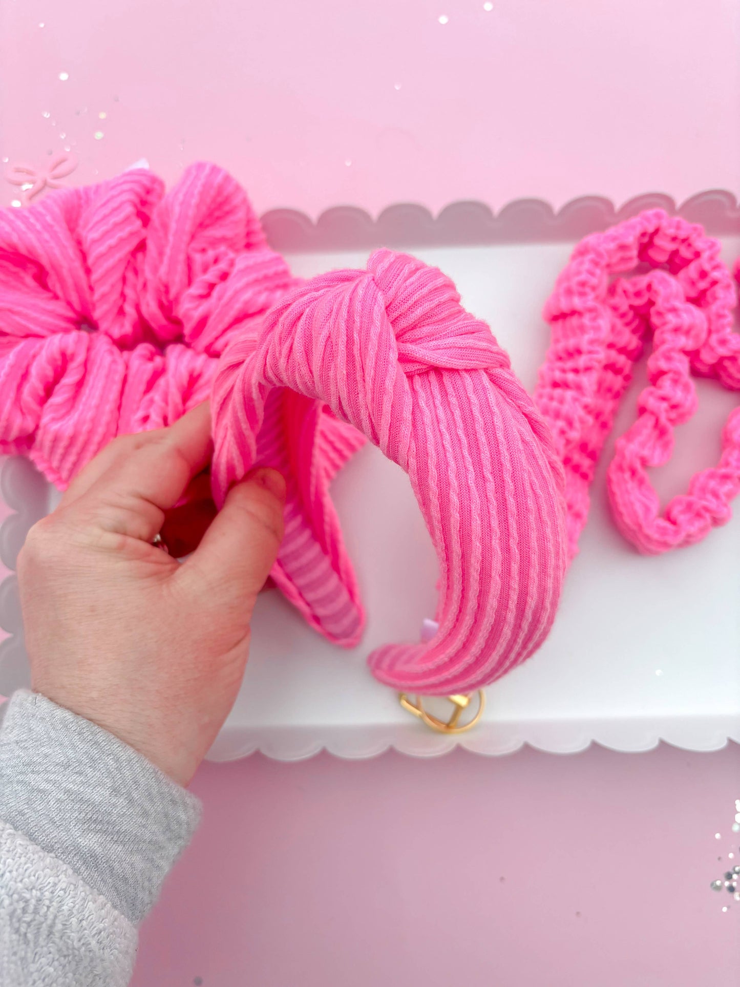 Bubblegum Pink Ribbed/Headband/Lanyard