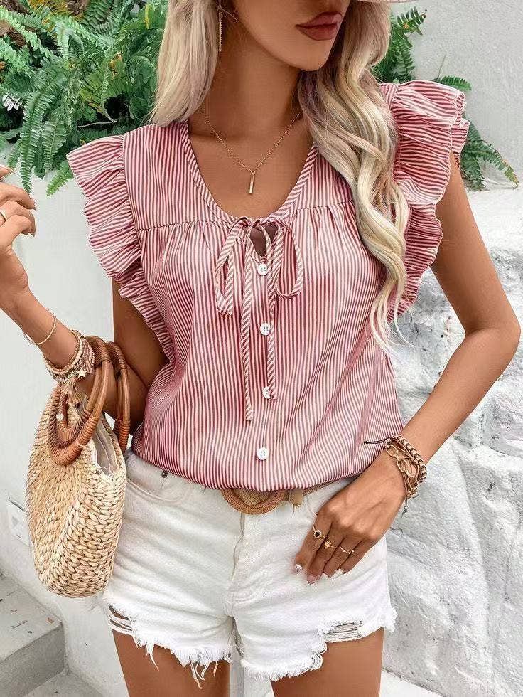 Red Striped Ruffle