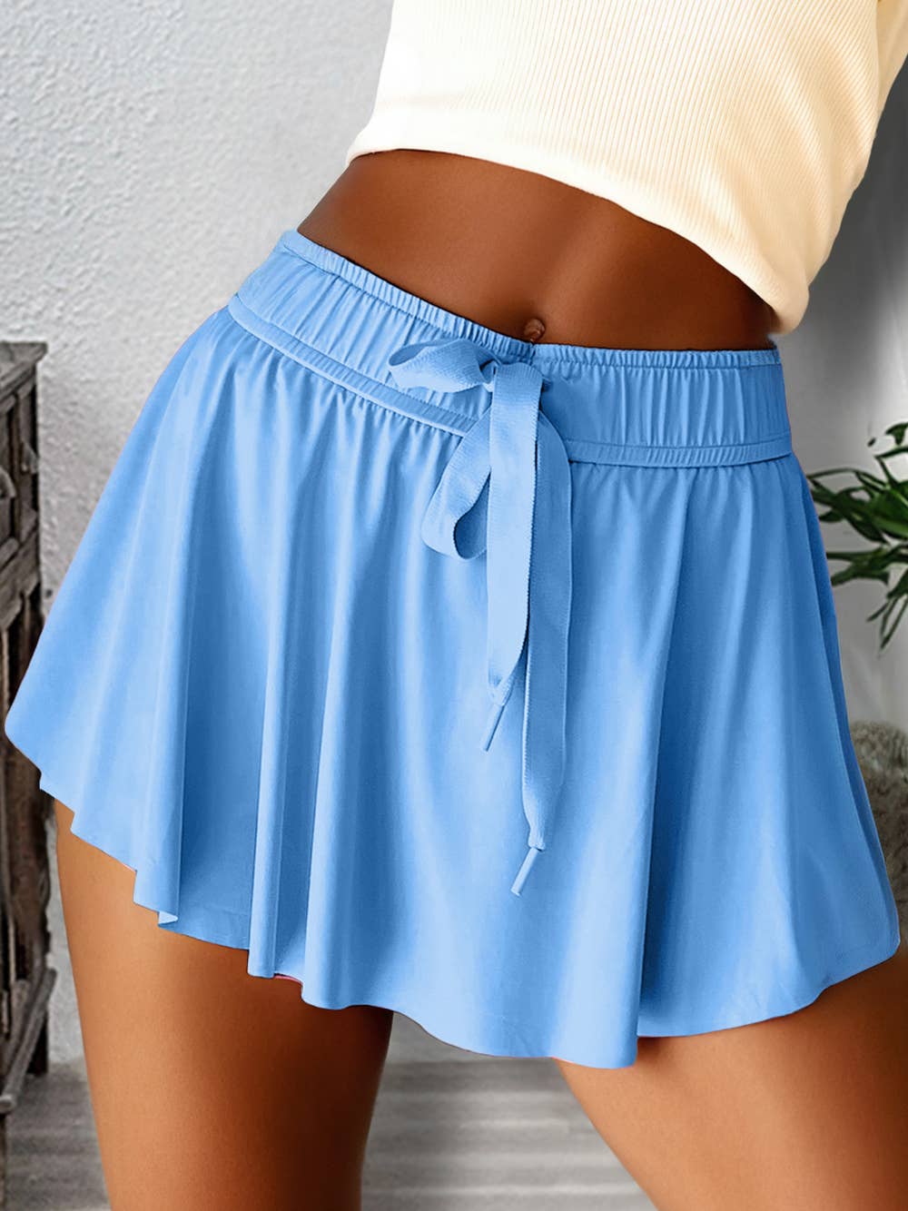 Drawstring High Waist Lined Tennis Skorts