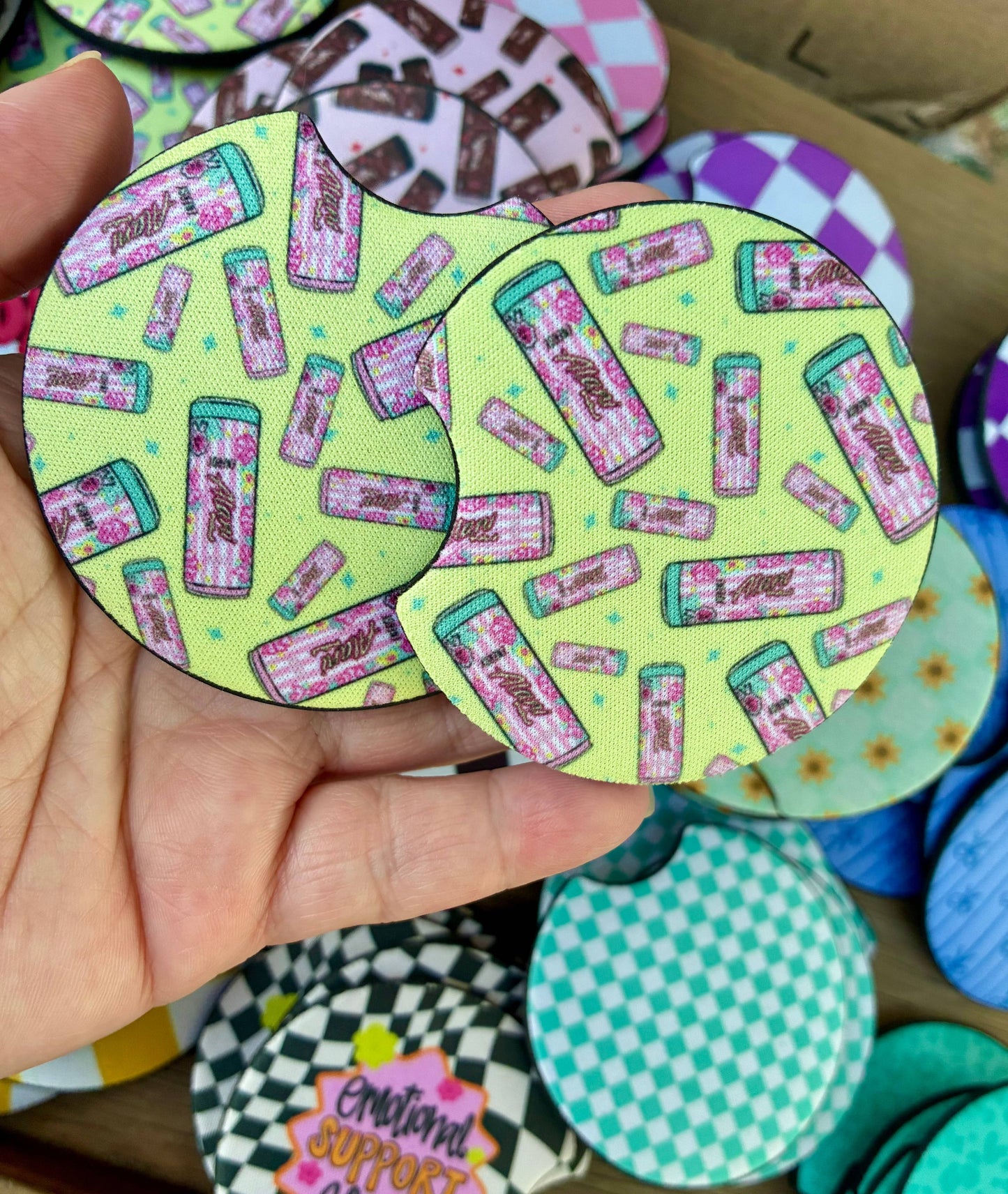 Cotton candy Alani car coasters