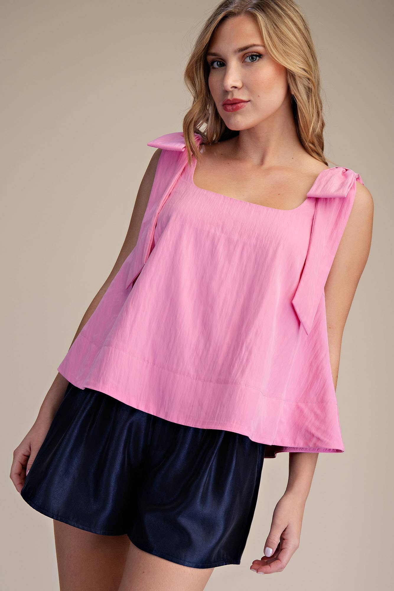 Scoop Neck Bow Shoulder Top