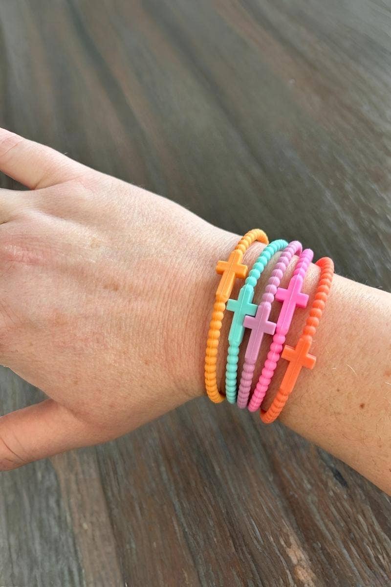 5pcs Jesus Cross Silicone Bracelet Pack Of 8 Sets