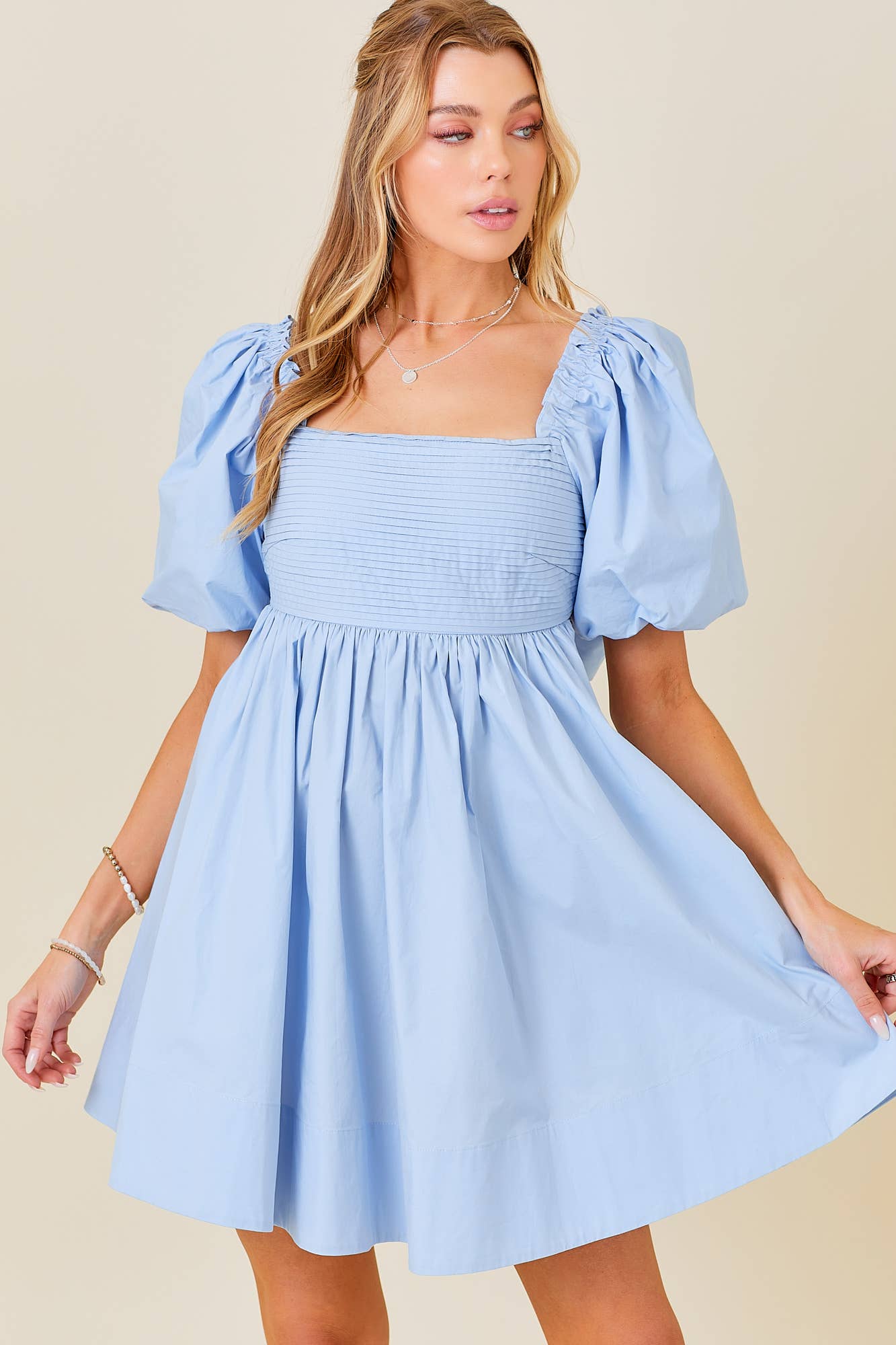Ruffle Square A-line Cotton Midi Dresses