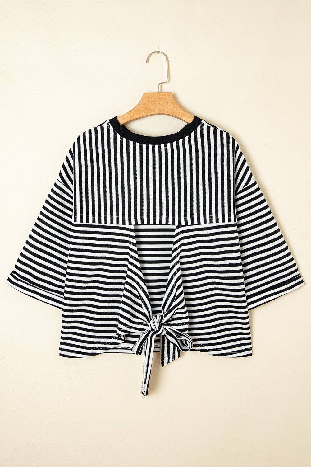 Red Stripe Bow Cutout Back Tee