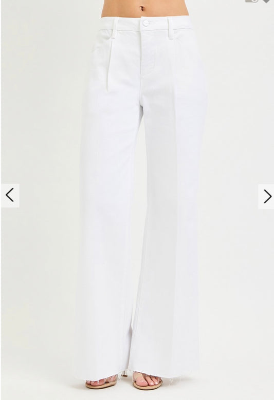 Tummy Control High Rise Wide Leg Pleated Pants