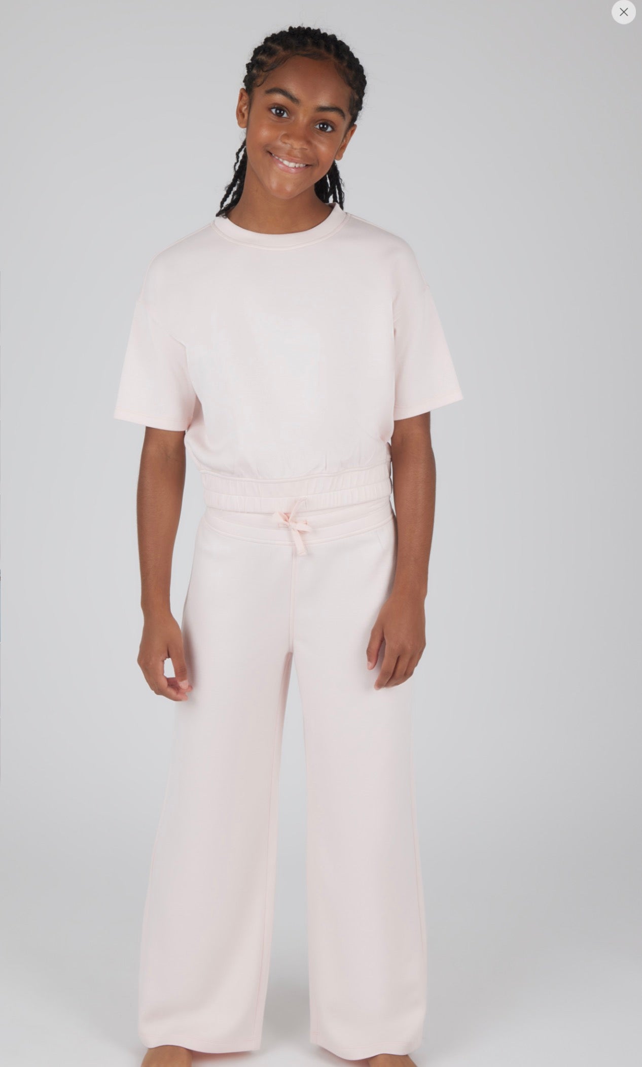 Girls Crew Neck Scuba Top And Pant - 2 Pc Set-Pink