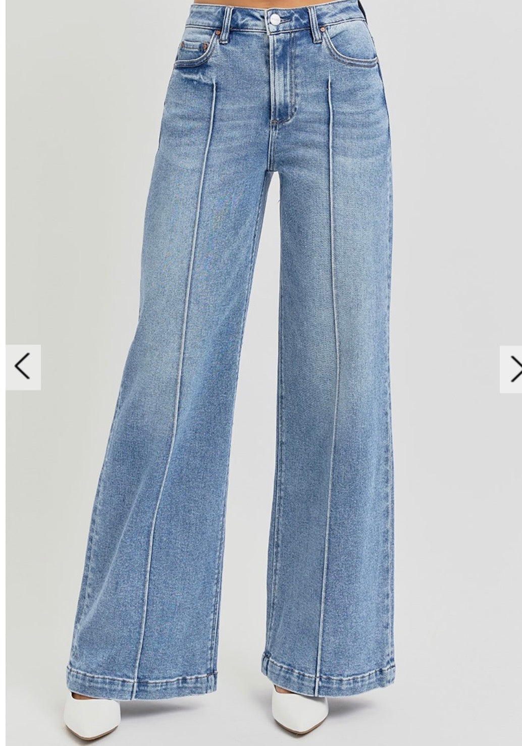 High Waist Wide Leg Pintuck Detailed Jeans