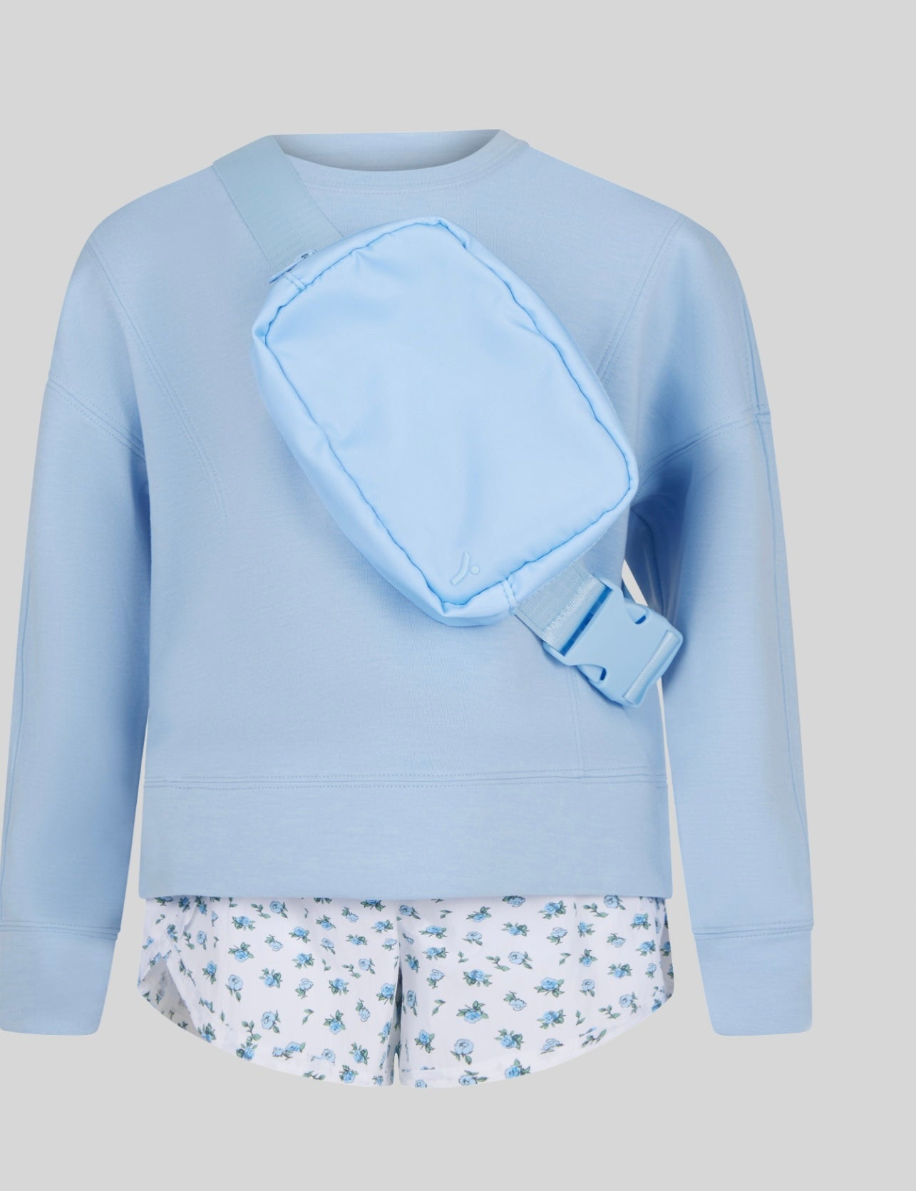 Little Girls Zuri Top, Running Shorts And Bag Set-Blue