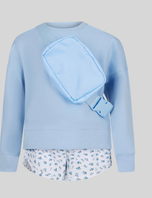 Little Girls Zuri Top, Running Shorts And Bag Set-Blue