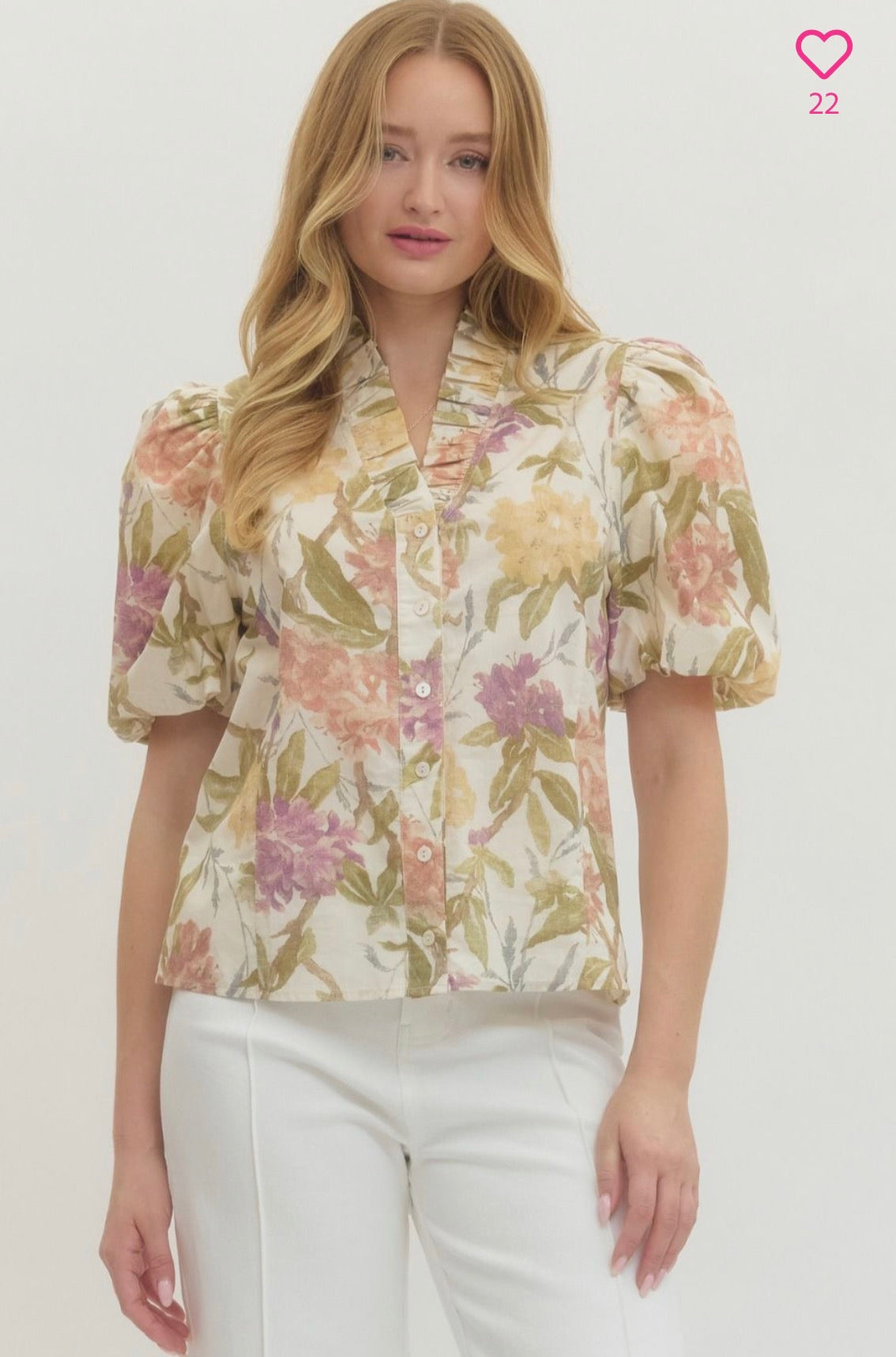 Ecru Puff Sleeve Top