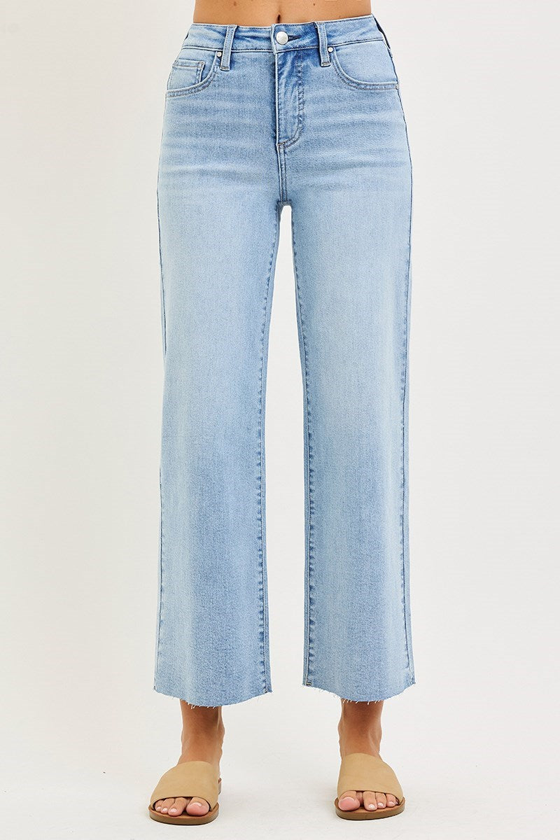 HIGH RISE CROP WIDE LEG JEANS