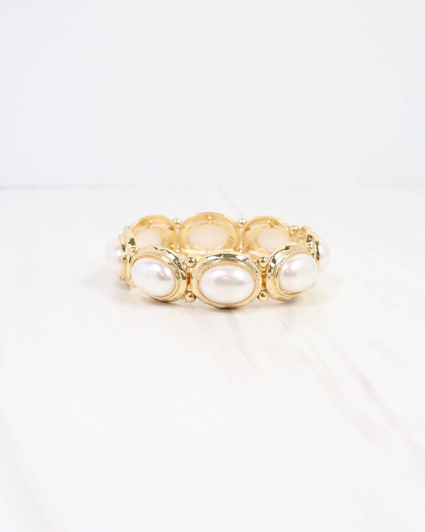 Galant Pearl Stretch Bracelet Gold