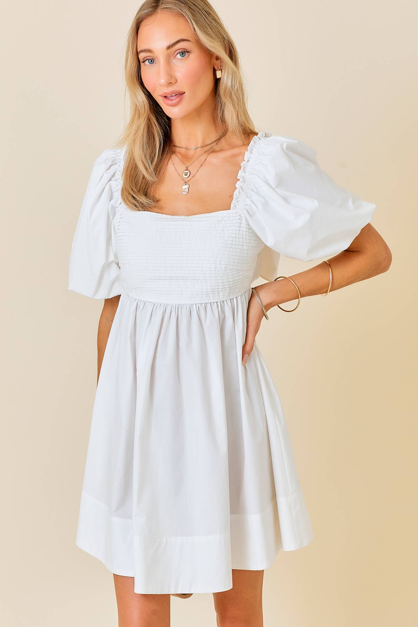 Ruffle Square A-line Cotton Midi Dresses