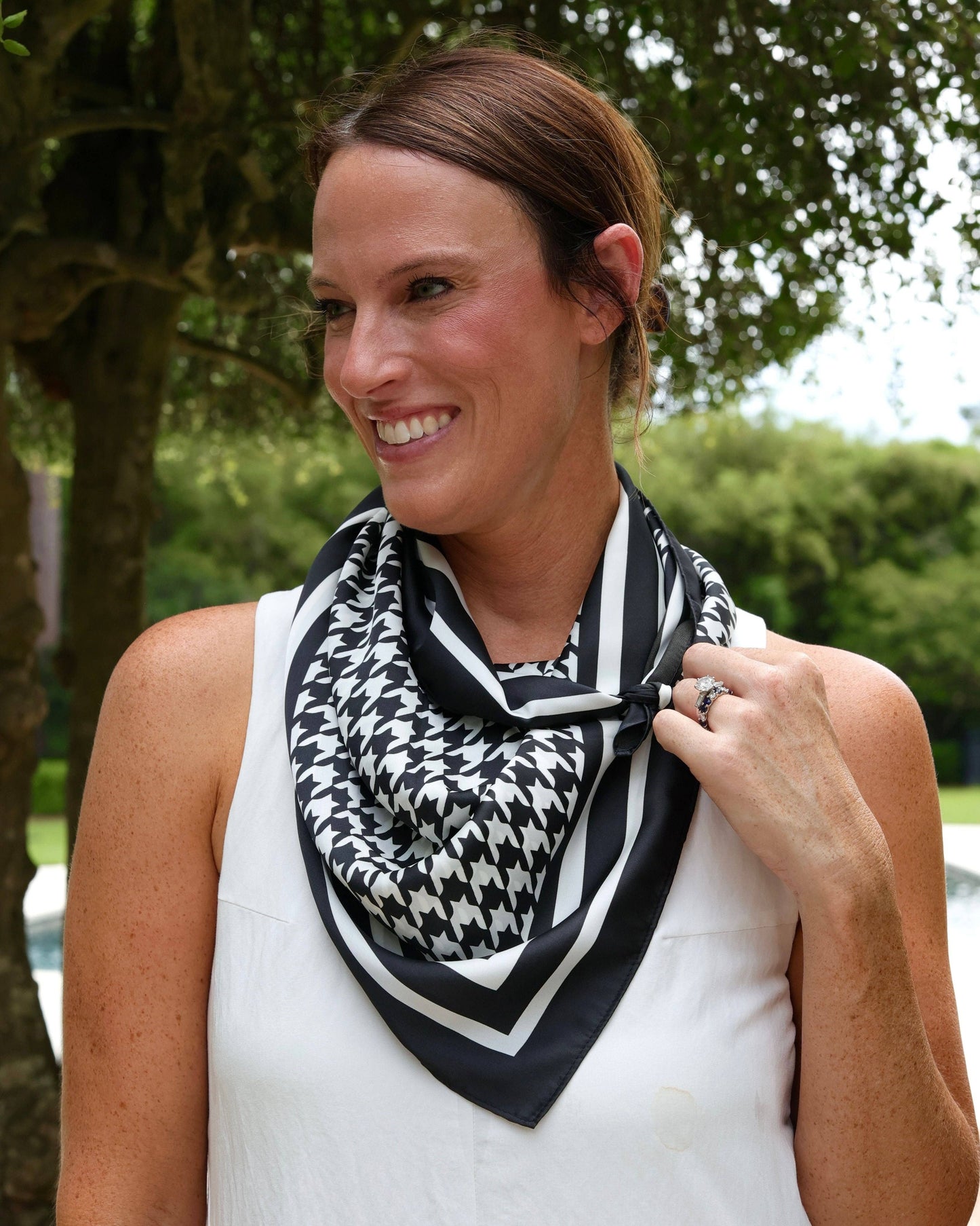 Houndstooth Scarf Large Black White
