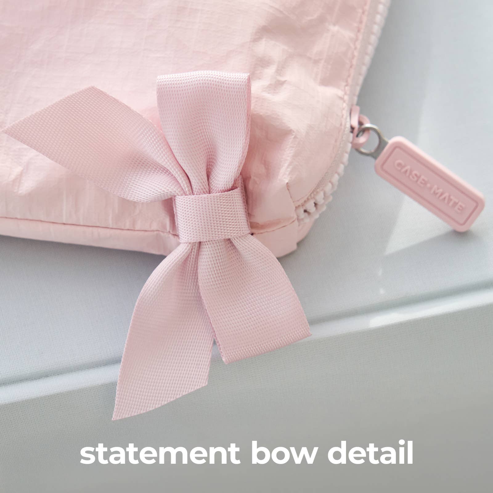 Case-Mate Ballet Pink Bow Crinkle Makeup Bag