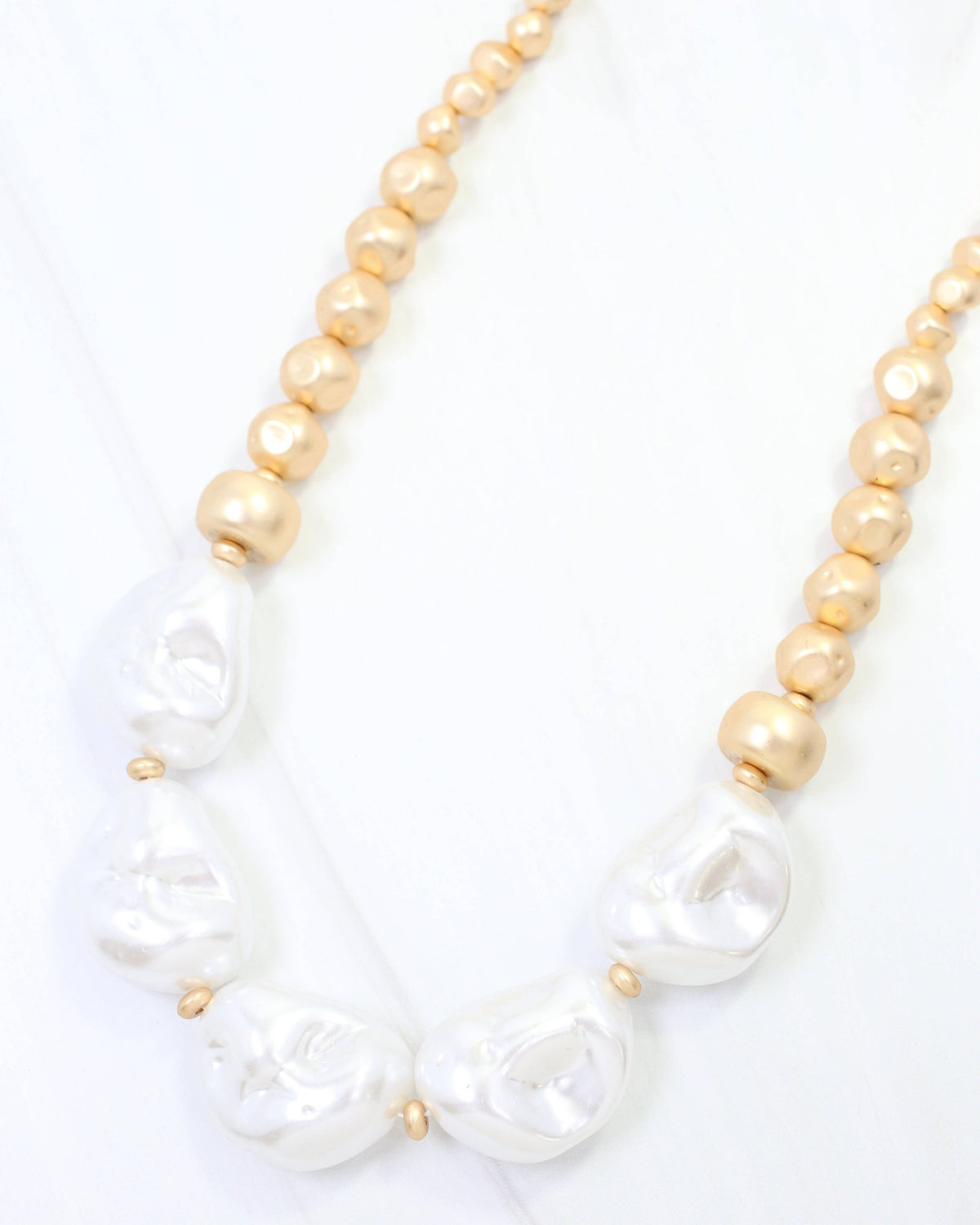 Alanbrooke Pearl Beaded Necklace Worn Gold