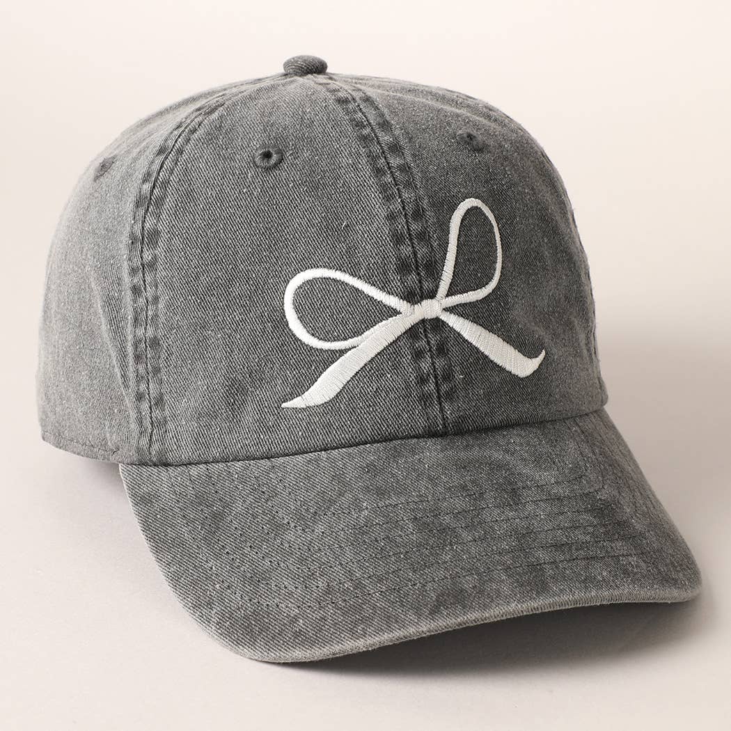 Bow Embroidered Cotton Baseball Cap