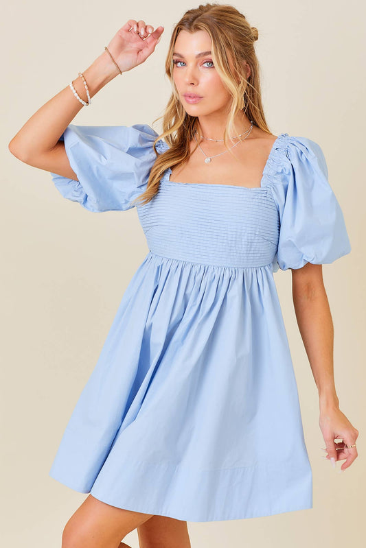 Ruffle Square A-line Cotton Midi Dresses