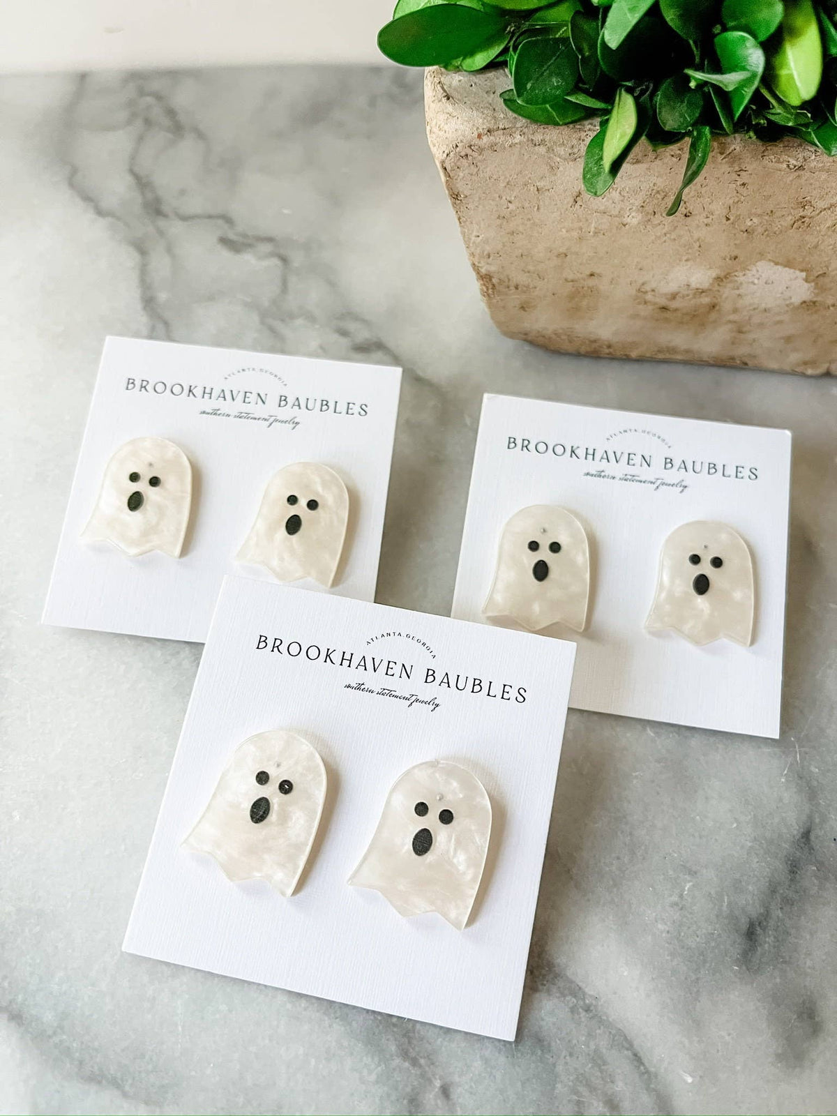 Halloween Acrylic Ghost Beaded Statement Earrings