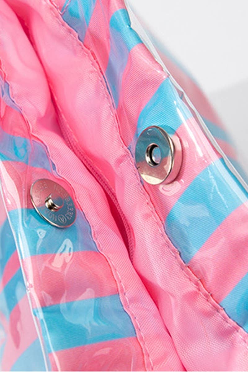 Large Capacity Striped PVC Tote Bag