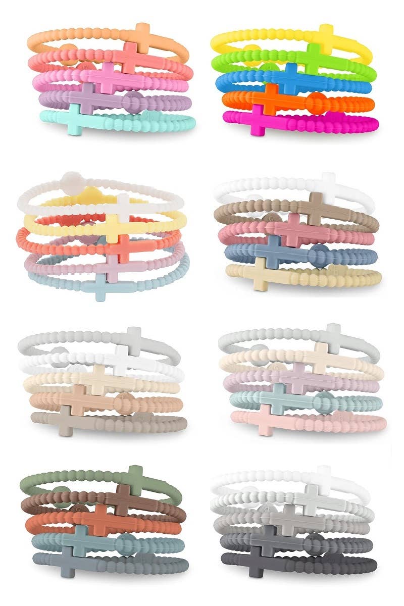 5pcs Jesus Cross Silicone Bracelet Pack Of 8 Sets