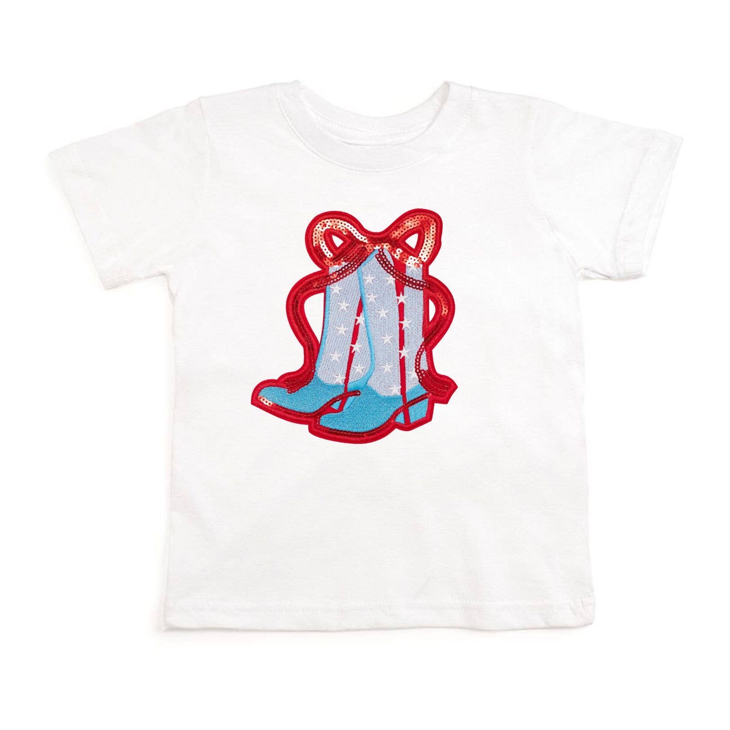 Patriotic Cowgirl Patch Short Sleeve T-Shirt -Fourth of July