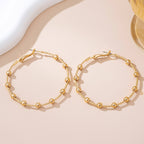 Classic Gold Ball Beaded Station Hoop Earrings | 80E61576