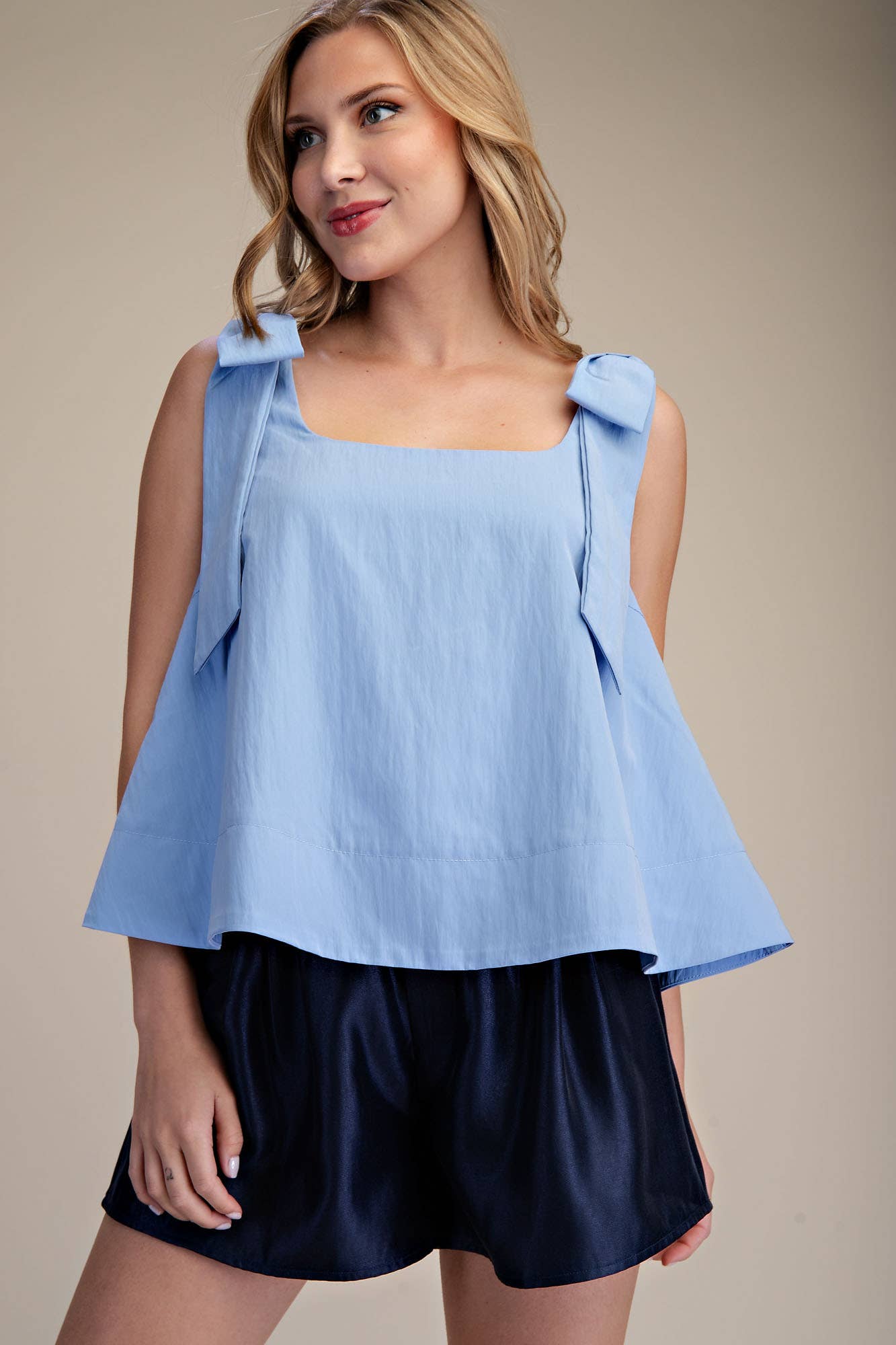 Scoop Neck Bow Shoulder Top